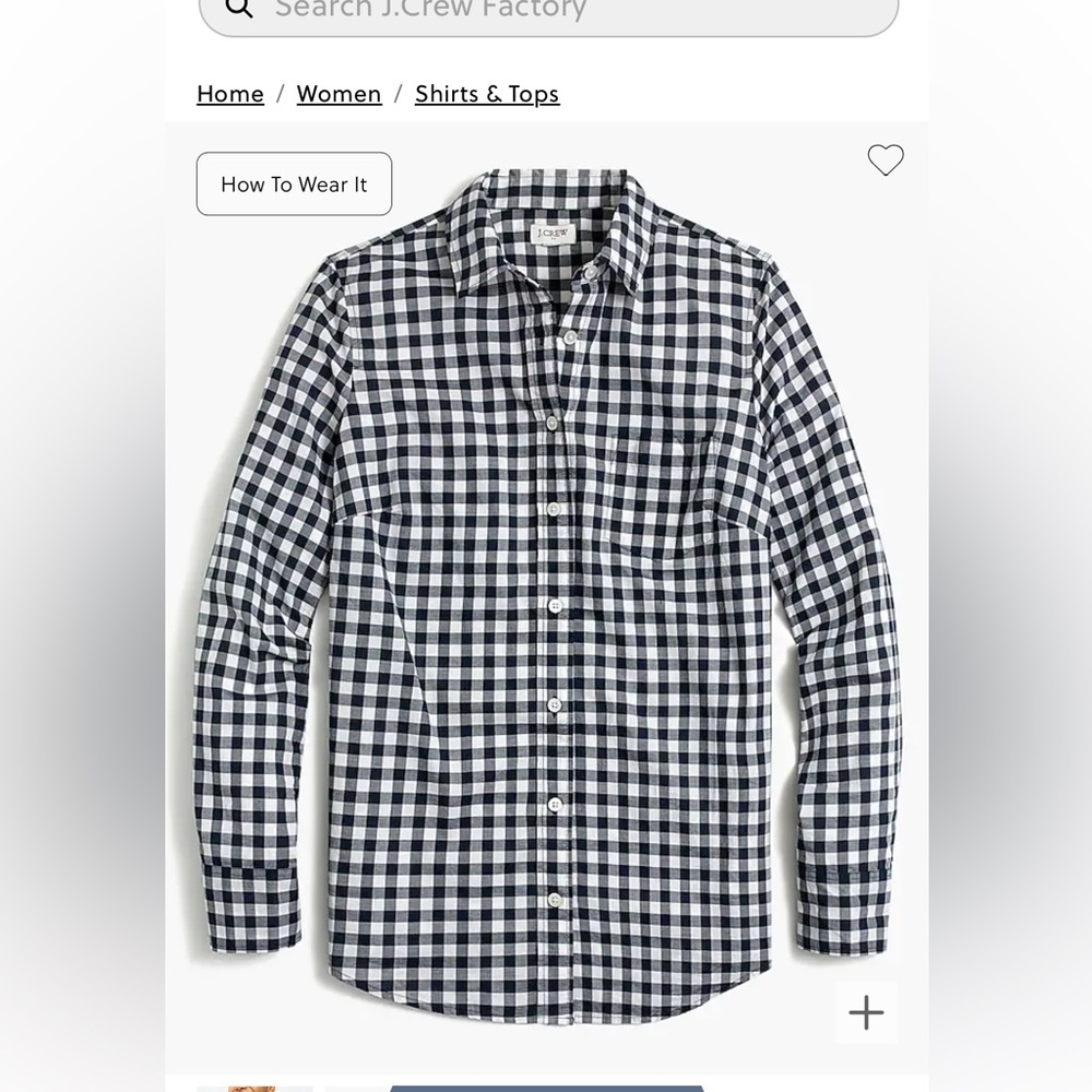 J.Crew Navy Gingham Lightweight Cotton Shirt XL
